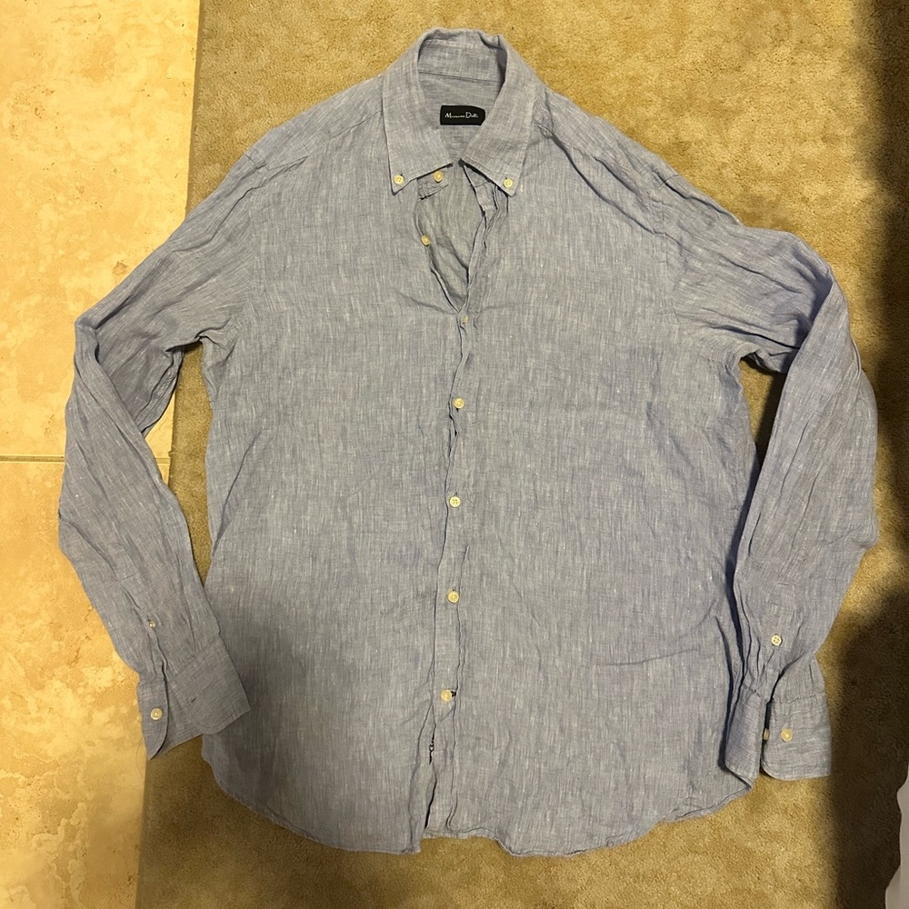MASSIMO DUTTI LINEN BUTTON DOWN SHIRT SIZE LARGE